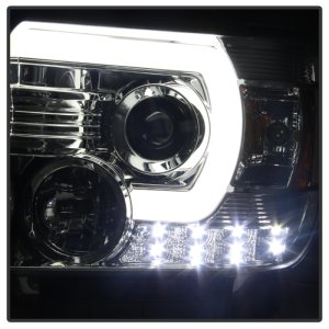 GMC Sierra Headlights - SPYDER - Projector Light Bar DRL - Chrome - `14-`16