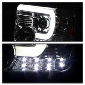 GMC Sierra Headlights - SPYDER - Projector Light Bar DRL - Chrome - `14-`16
