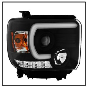 GMC Sierra Headlights - SPYDER - Projector Headlights - Light Bar DRL - Black - `14-`16