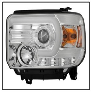 GMC Sierra Headlights - SPYDER - Projector, Light Bar DRL - Chrome - `14-`16