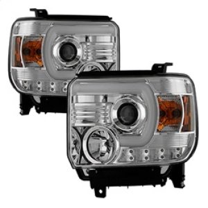 GMC Sierra Headlights - SPYDER - Projector, Light Bar DRL - Chrome - `14-`16