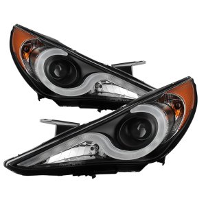 Hyundai Sonata Headlights - SPYDER - Version 2 Light Bar DRL - Black - `11-`13