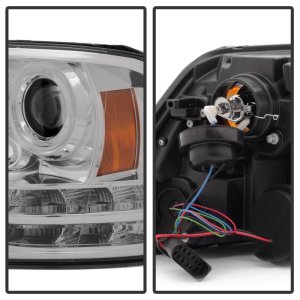 Dodge Ram Headlights - SPYDER - Projector + Light Bar DRL - Chrome - `13-`15