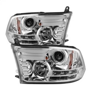 Dodge Ram Headlights - SPYDER - Projector + Light Bar DRL - Chrome - `13-`15