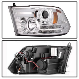 Dodge Ram Projector Headlights - SPYDER - Light Bar DRL - Chrome - `09-`12