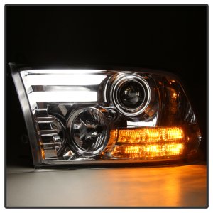 Dodge Ram Projector Headlights - SPYDER - Light Bar DRL - Chrome - `09-`12