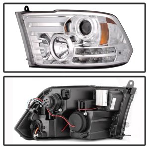 Dodge Ram Projector Headlights - SPYDER - Light Bar DRL - Chrome - `09-`12