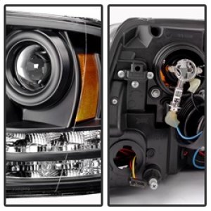 Dodge Ram Headlights - SPYDER - Projector Headlights + Light Bar DRL - Black - `09-`12