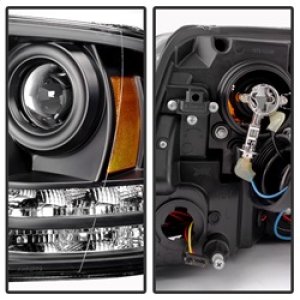 Dodge Ram Headlights - SPYDER - Projector Headlights + Light Bar DRL - Black - `09-`12