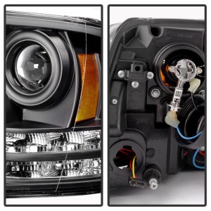 Dodge Ram Headlights - SPYDER - Projector Headlights + Light Bar DRL - Black - `09-`12