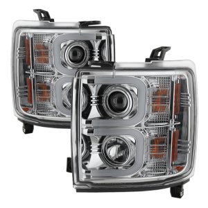 Chevrolet Silverado 2500 HD Headlights - SPYDER - Projector Light Bar DRL - Chrome - `14-`16