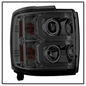 Chevrolet Silverado 2500 HD Headlights - SPYDER - Projector Headlights + Light Bar DRL - Smoke - `14-`16