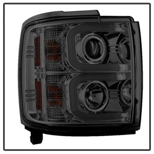 Chevrolet Silverado 2500 HD Headlights - SPYDER - Projector Headlights + Light Bar DRL - Smoke - `14-`16
