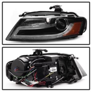 Audi A4 Projector Headlights - SPYDER - DRL LED - Black - `09-`12
