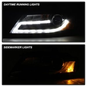 Audi A4 Projector Headlights - SPYDER - DRL LED - Black - `09-`12