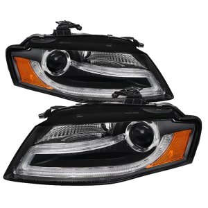Audi A4 Projector Headlights - SPYDER - DRL LED - Black - `09-`12