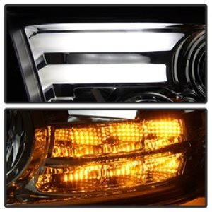 Dodge Ram Headlights - SPYDER - Projector Headlights, Light Bar DRL - Smoke - `13-`15