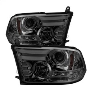 Dodge Ram Headlight Set - SPYDER - Projector Headlights - Light Bar DRL - Smoke - `09-`12