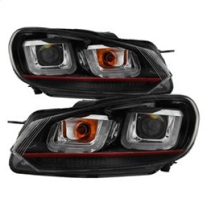 Volkswagen Golf Headlight Set - SPYDER - Version 3, Dual U DRL, Halo Projector - Black - `10-`13