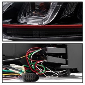 Volkswagen Golf Headlight Set - SPYDER - Version 3, Dual U DRL, Halo Projector - Black - `10-`13