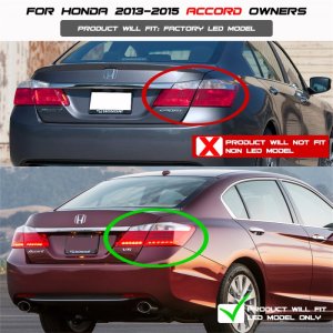 Honda Accord Tail Lights - Rear - SPYDER - LED - Black - `13-`15