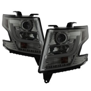 Chevrolet Suburban Headlights - SPYDER - DRL LED Projector - Smoke - `15-`16