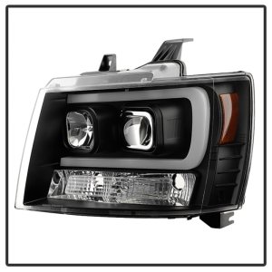 Chevrolet Suburban Headlights - SPYDER - Projector Version 2 Light Bar DRL - Black - `07-`14