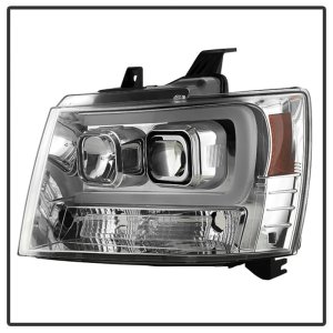 Chevrolet Suburban Projector Headlights - SPYDER - Version 2 Light Bar DRL - Chrome - `07-`14