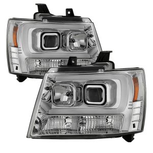 Chevrolet Suburban Projector Headlights - SPYDER - Version 2 Light Bar DRL - Chrome - `07-`14