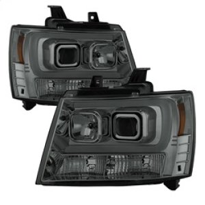 Chevrolet Suburban 1500 Headlights - SPYDER - V2 Projector Light Bar DRL - Smoke - `07-`14