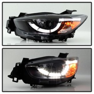 Mazda CX 5 Headlights - SPYDER - DRL LED Projector - Black - `13-`15