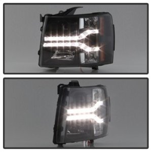 Chevrolet Silverado 1500 Headlight Set - SPYDER - Version 2, LED DRL, Projector - Black - `07-`13