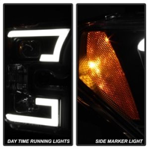 Ford F-150 Headlights - SPYDER - Projector, Light Bar DRL LED - Black - `15-`17