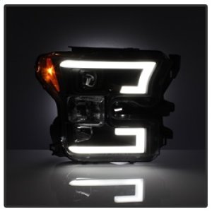 Ford F-150 Headlights - SPYDER - Projector, Light Bar DRL LED - Black - `15-`17