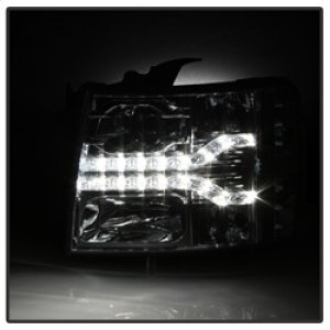Chevrolet Silverado 1500 Headlights - SPYDER - V2 Projector LED DRL - Chrome - `07-`13