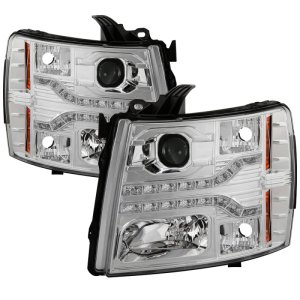 Chevrolet Silverado 1500 Headlights - SPYDER - V2 Projector LED DRL - Chrome - `07-`13