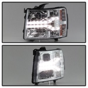 Chevrolet Silverado 1500 Headlights - SPYDER - V2 Projector LED DRL - Chrome - `07-`13