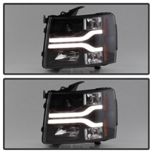 Chevrolet Silverado 1500 Headlights - SPYDER - Version 3 Projector Headlights, LED DRL - Black - `07-`13