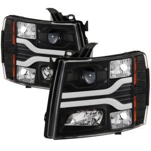 Chevrolet Silverado 1500 Headlights - SPYDER - Version 3 Projector Headlights, LED DRL - Black - `07-`13