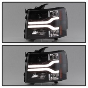 Chevrolet Silverado 1500 Headlights - SPYDER - Version 3 Projector Headlights, LED DRL - Black - `07-`13