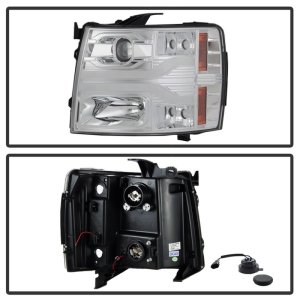 Chevrolet Silverado 1500 Headlights - SPYDER - Projector Headlights, Version 3, LED DRL - Chrome - `07-`13