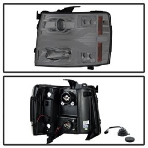 Chevrolet Silverado 1500 Headlights - SPYDER - Version 3 Projector, LED DRL - Smoke - `07-`13