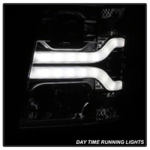 Chevrolet Silverado 1500 Headlights - SPYDER - Version 3 Projector, LED DRL - Smoke - `07-`13