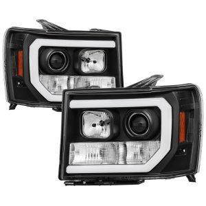 GMC Sierra Headlights - SPYDER - Version 2, Light Bar DRL LED - Black - `07-`13