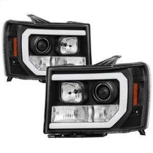 GMC Sierra Headlights - SPYDER - Version 2, Light Bar DRL LED - Black - `07-`13