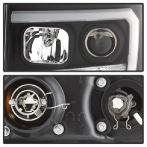 GMC Sierra Headlights - SPYDER - Version 2, Light Bar DRL LED - Black - `07-`13