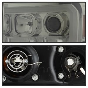 GMC Sierra Headlights - SPYDER - V2 Projector Light Bar DRL LED - Smoke - `07-`13