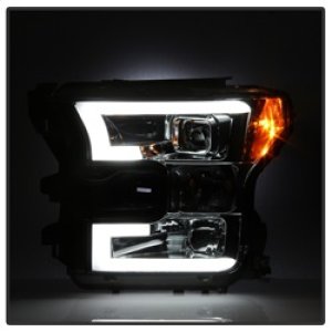 Ford F-150 Headlights - SPYDER - Projector, Light Bar DRL LED - Smoke - `15-`17