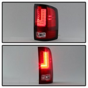 GMC Sierra LED Tail Lights - SPYDER - Light Bar - Red Clear - `16-`17