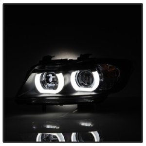 BMW 3 Series Headlights - SPYDER - DRL LED Projector Headlights, Version 2 - Black - `06-`08